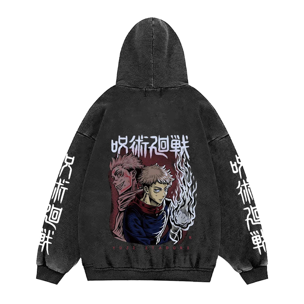 Jujutsu Kaisen Anime Hoodies Men Women 100%Cotton Toji Gothic Manga Sweatshirts Vintage Casual Pullover Fashion Streetwear Daily