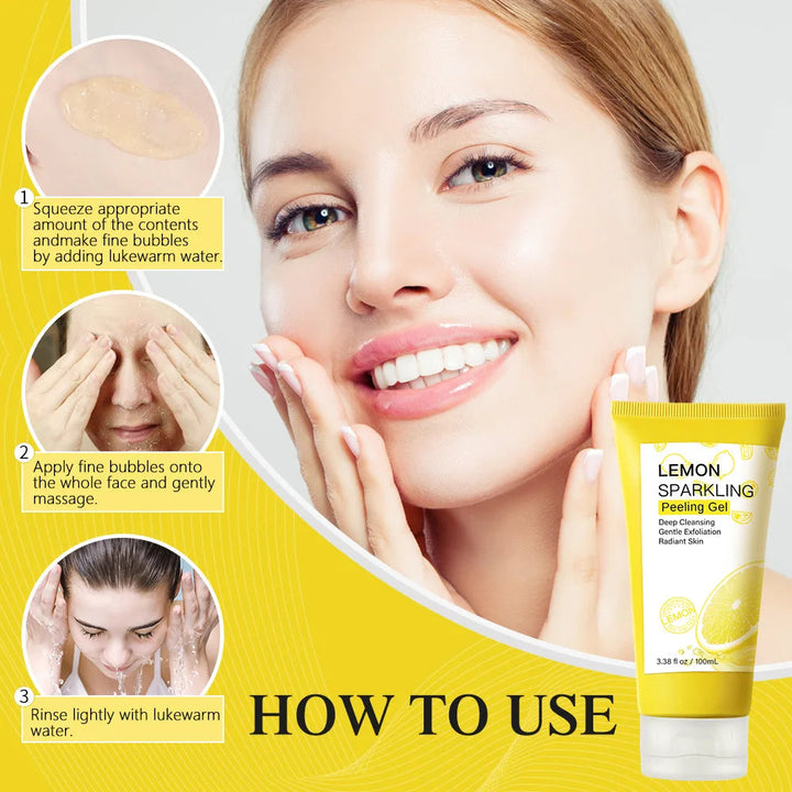 Lemon Face Wash Facial Cleanser Face Exfoliating Gel Moisturizing Remove Dead Skin Blackhead Exfoliator Facial Scrub Skin Care Halalzen