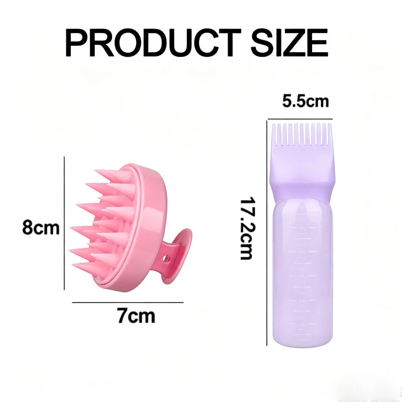 Head Scalp Massage Comb Silicone Shampoo Brush Hair Dye Tint Oil Applicator Bottle with Brush Salon Hair Styling Tools SZI20
