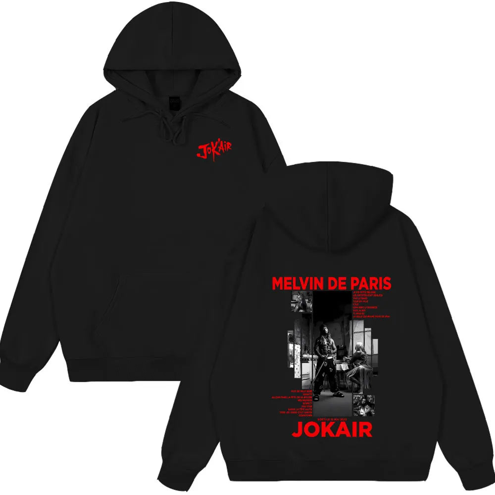 Rapper Jok'air Melvin De Paris Graphic Hoodie Men Women Hip Hop Streetwear Fashion Tops Pop Music Hoodies Casual Vintage Hoodies