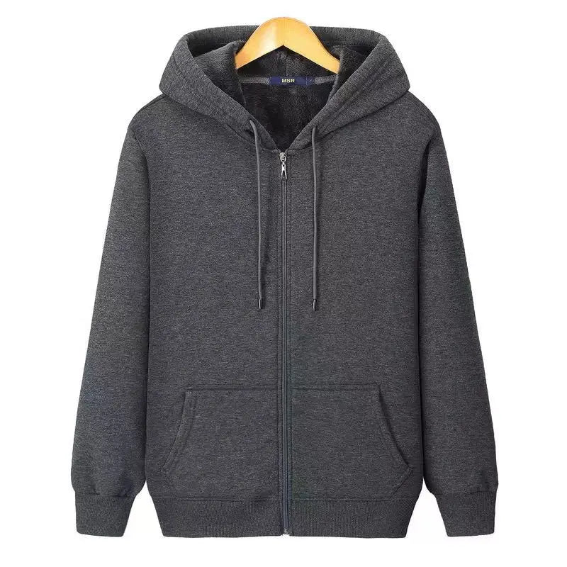 Good Quality Zip Hooded Women Sweatshirt Navy Blue  Casual Street Wear Loose Spring Autumn Solid Color Hoodie