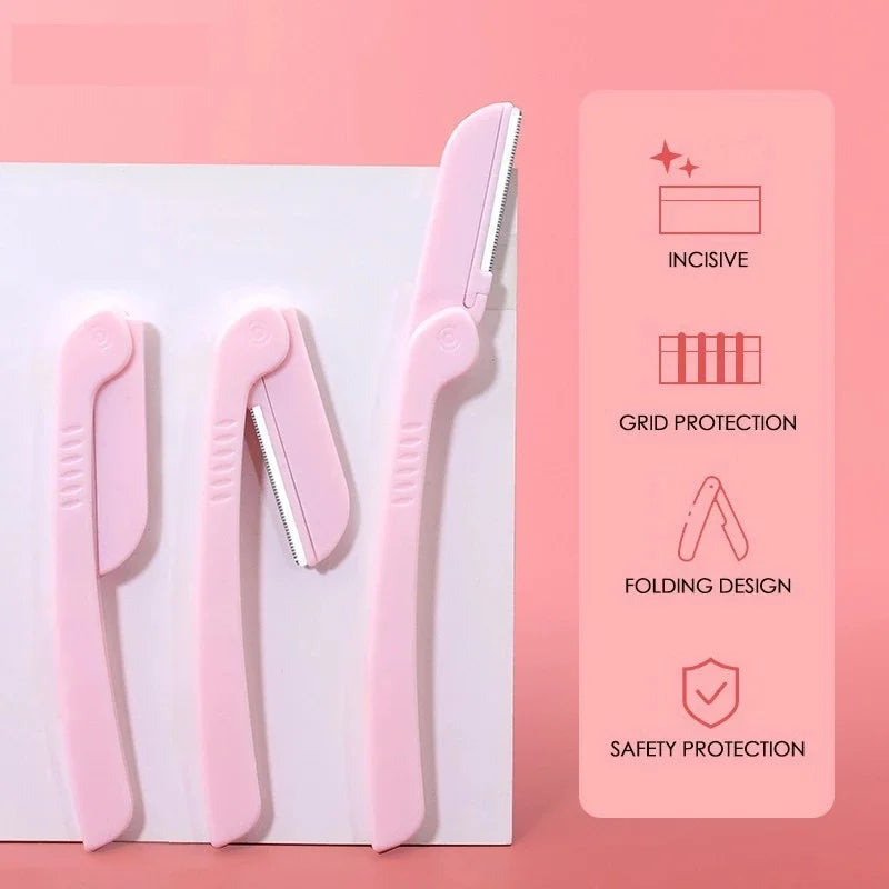 1/3/5pcs Portable Folding Eyebrow Trimmer Stainless Steel Blade Facial Hair Remover for Eyebrow Armpit Compact Makeup Tools Halalzen