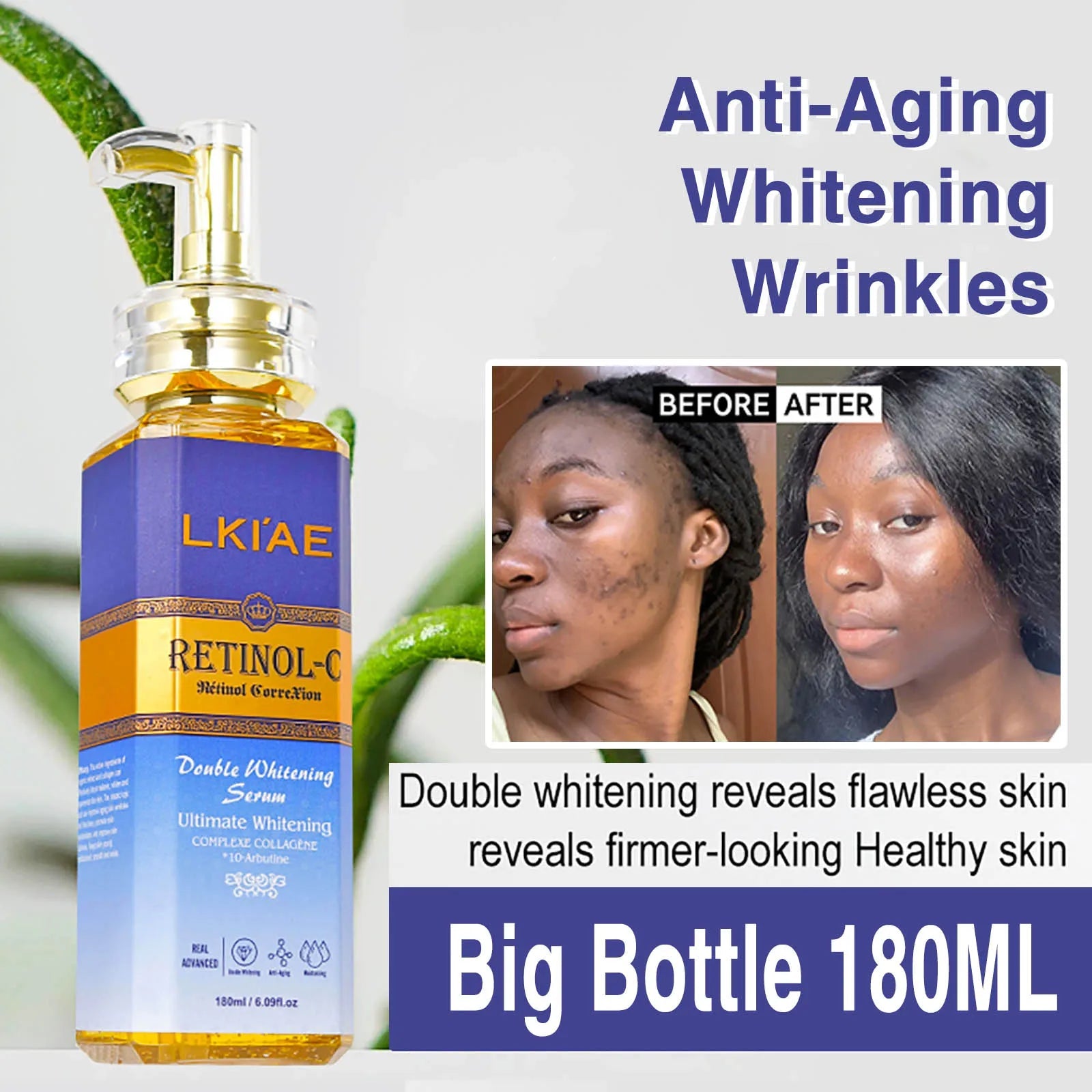 LKIAE Advanced Retinol Double Whitening Skin Care Set, Deeply Moisturizing, Clean Skin, Reduce Wrinkles, Stains, Dark Spots Halalzen