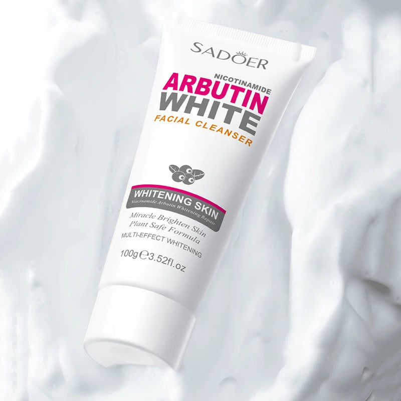 SADOER Niacinamide Arbutin Facial Cleanser Deeply Cleansing Oil Control Moisturizing Blackhead Removal Wash Foam Skin Care Halalzen