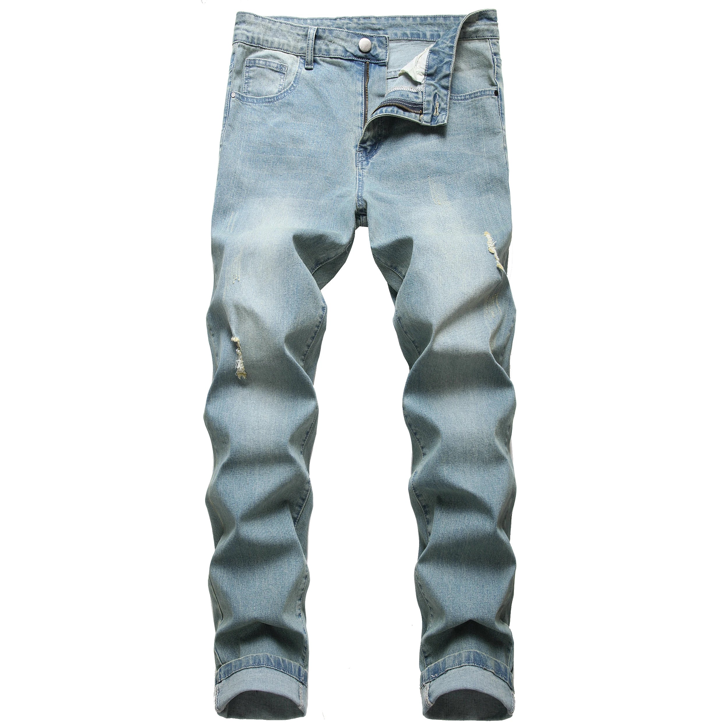 Men's blue casual jeans, casual jeans fashion solid color jeans casual party stretch denim pants LY019
