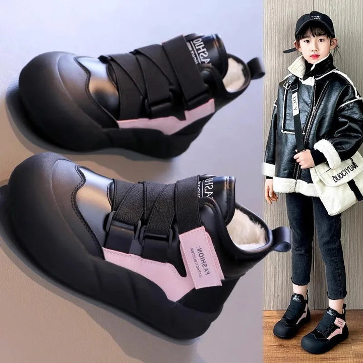 Girl's cotton shoes boy's winter cotton shoes with thickening and fleece lining baby shoes  children's ankle boots HALALZEN