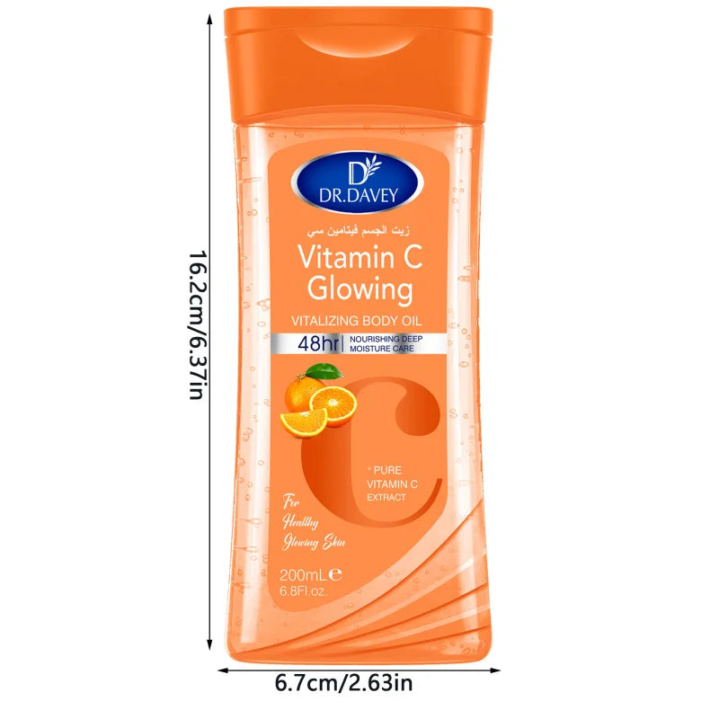 2PCS 200ml  DR.DAVEY VITAMIN C  Body Oil Body Skin Care Oil Moisturizing Hydrating Care Suitable for All Seasons Body Face Hand