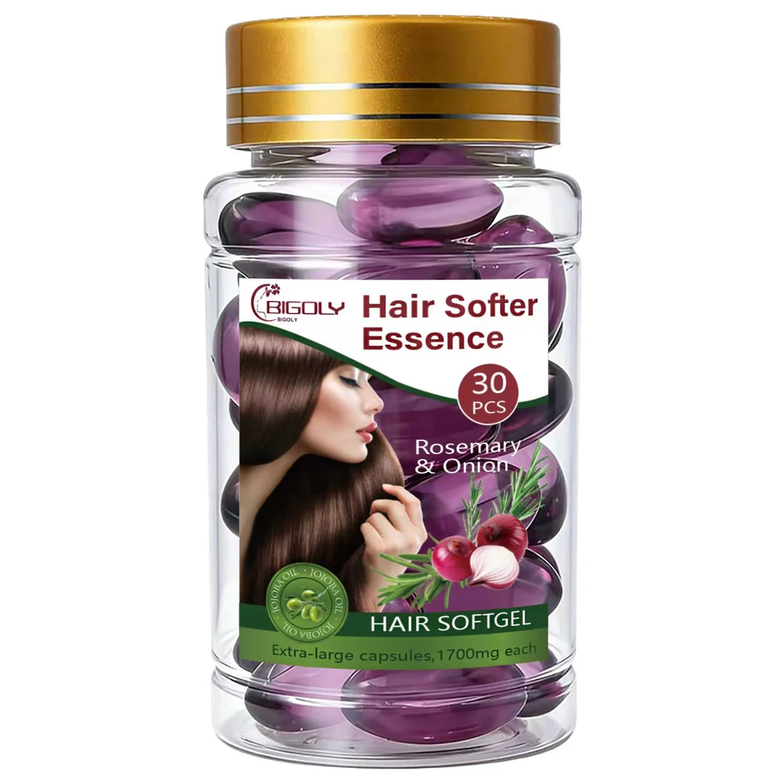 Lost Fragrance & Onion Hair Care Essential Oil, 30 Capsules/Bottle, Nourishes and Softens Hair Strands, Makes Rough and Dry Hair Stronger and More Shiny