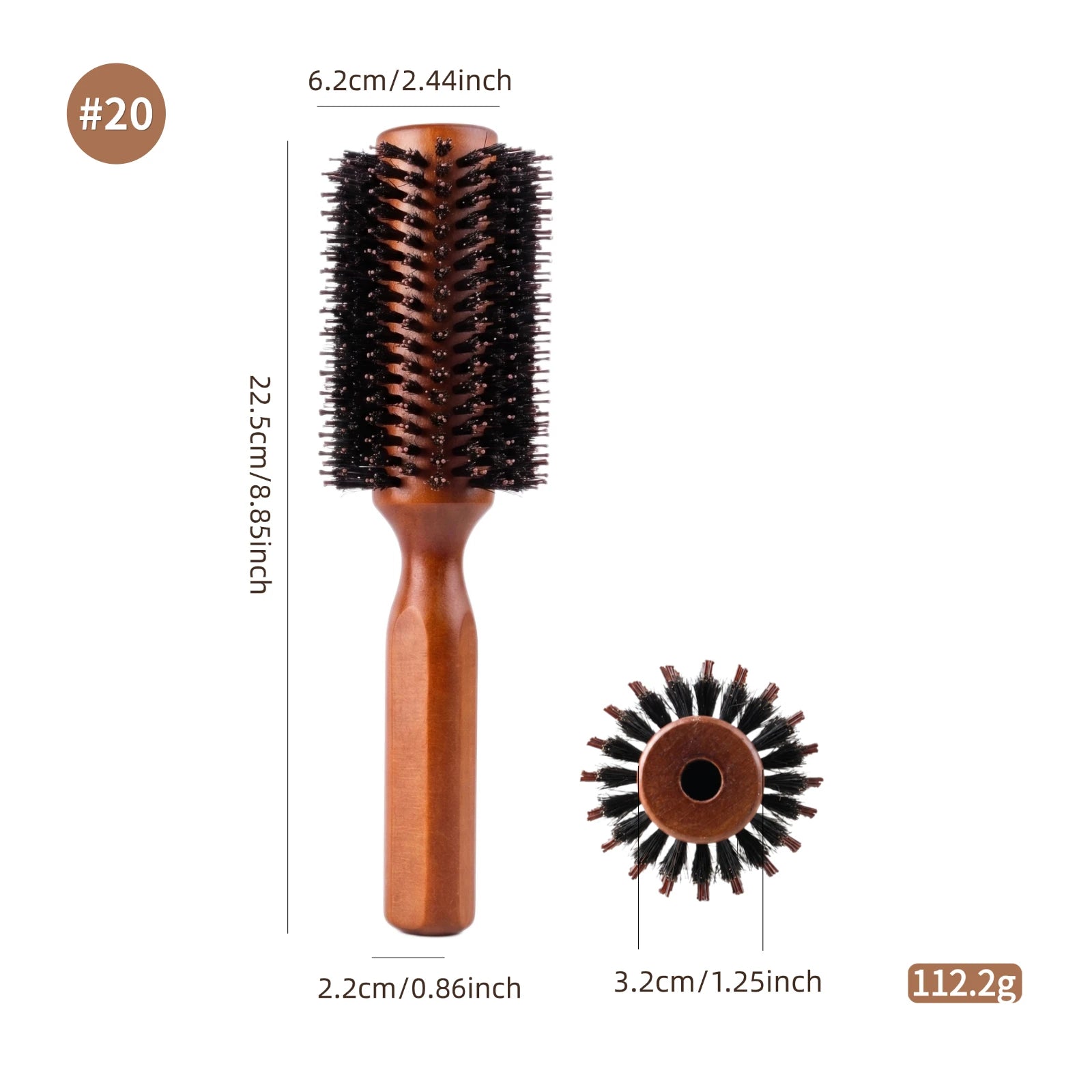Professional 4 Sizes Boar Bristle Round Hair Brush Wooden Anti Slip Handle Salon Home Blow Dry Curling Volume Styling Brush