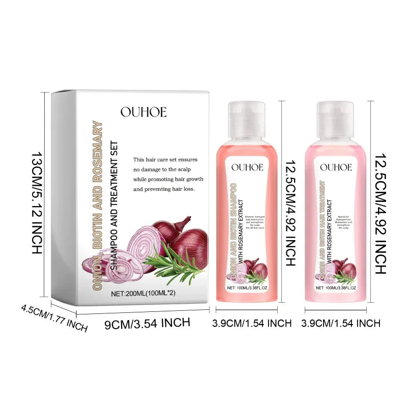 Shampoo & Conditioner Hair Care Set Onion Biotin and Rosemary Deep Cleansing Nourishing Shampoo For Hair Shine Smooth Densely Halalzen