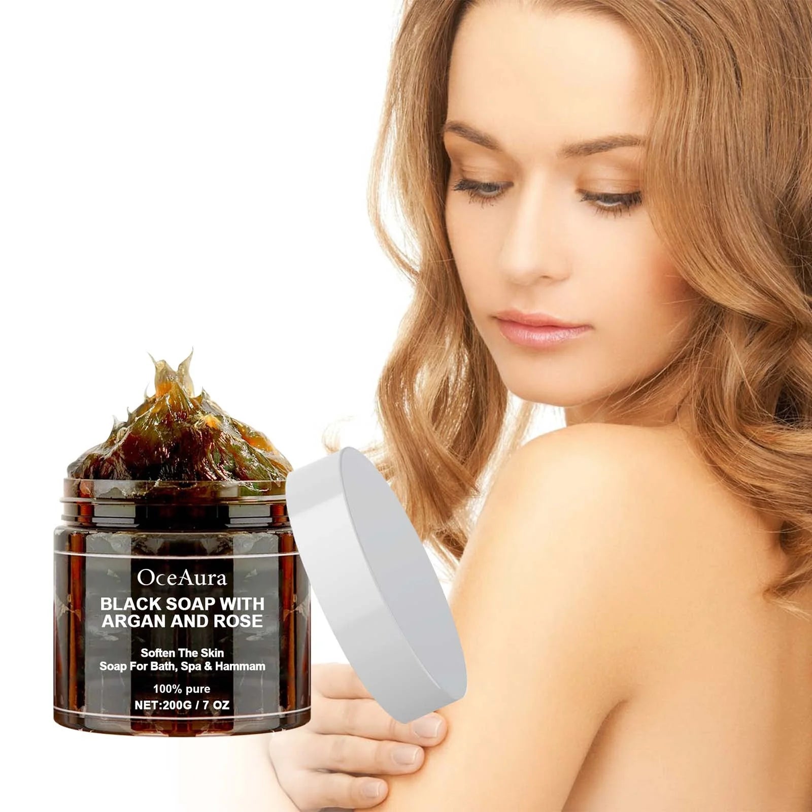 Black Beldi Soap with Argan and Rose Moisturizing Purifying Deep Cleansing Softening Body Scrub Dead Skin Remover Acne Skin Care Halalzen
