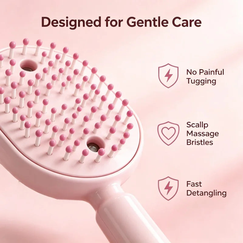 Mini Pink Cloud Air Cushion Hair Brush,Soft Scalp Massage Comb,Anti‑Tangle Travel Hairbrush,Pocket Styling Tool for Women Girls