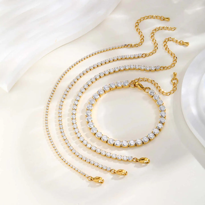 Pulsera de cadena de tenis de circonio de lujo de 2/3/4/5MM para mujer, pulsera de acero inoxidable, pulseras de cadena de circonio, joyería delicada para regalo