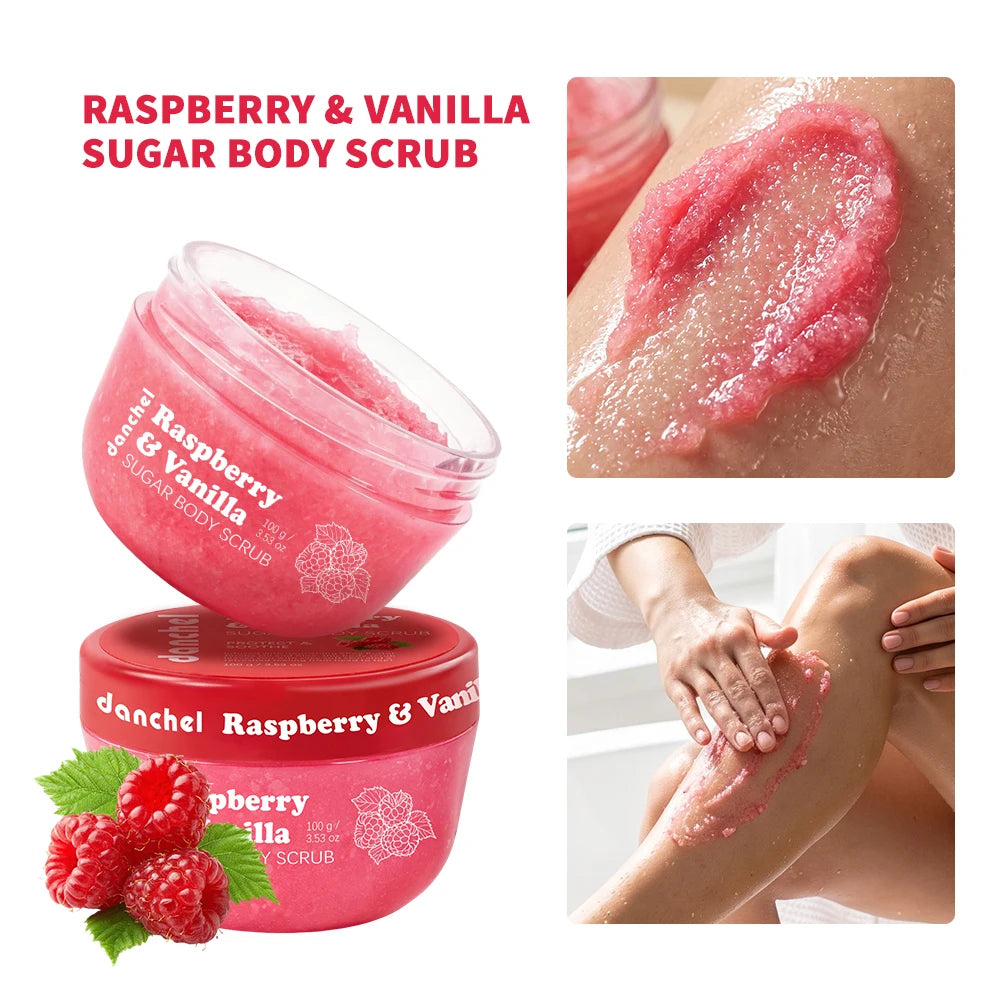 Raspberry Vanilla Sugar Body Scrub Gentle Exfoliation Remove Dead Skin Smooth Soothed Skin Soft Fragrance Shower Body Care