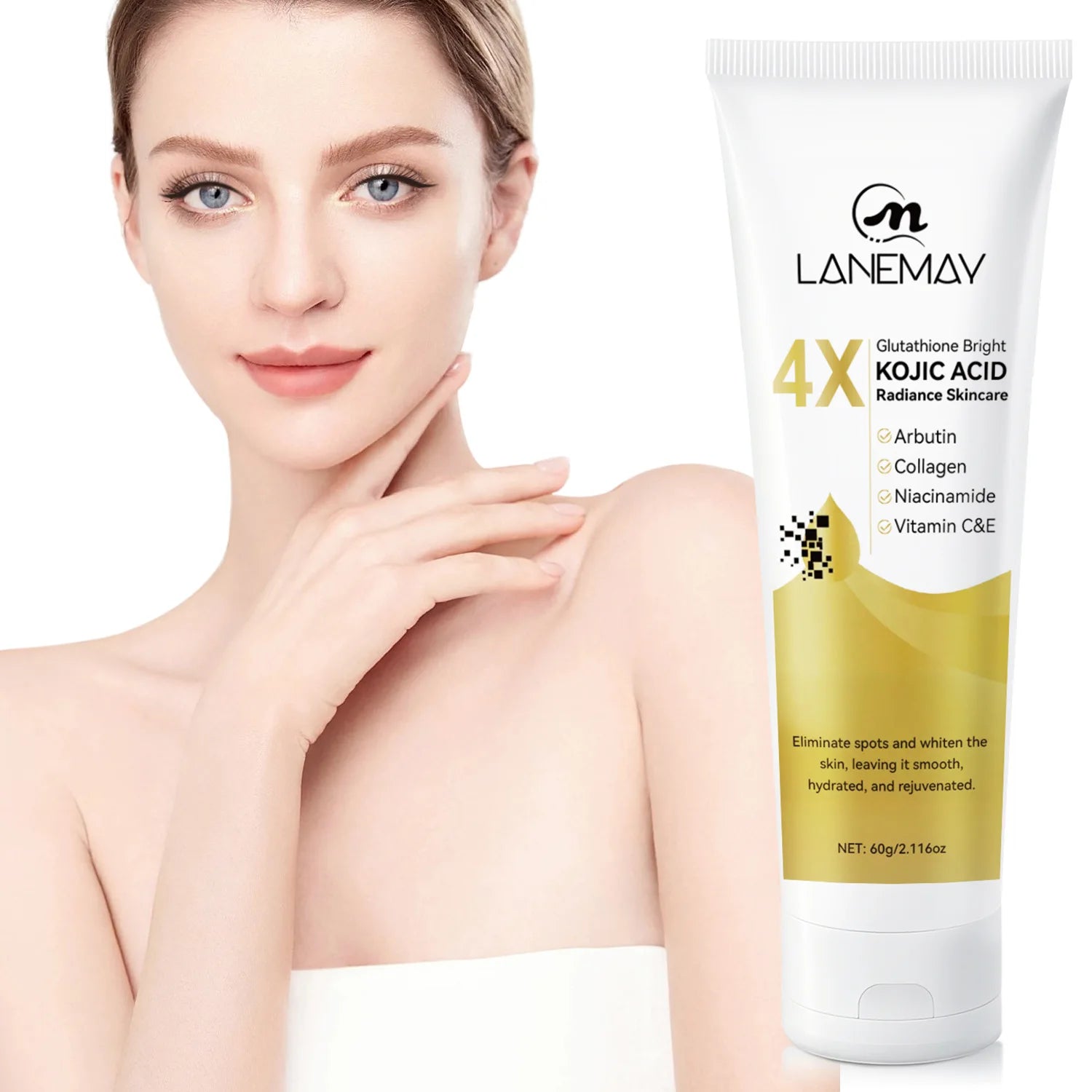 4X Glutathione Bright Kojic Acid Radiance Skincare - Eliminates Spots, Evens Tone, Smooths & Hydrates, 60g