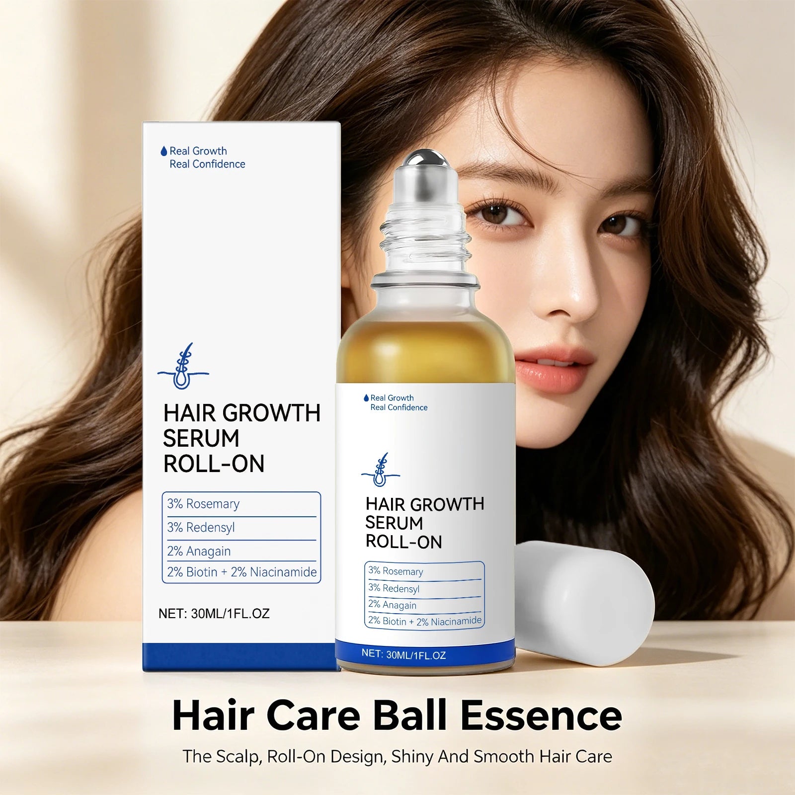 Hair Growth Serum Roll-On Redensyl & Rosemary Scalp Care Anti Hair Loss Serum Nourishing Scalp Massage Serum for Men & Women