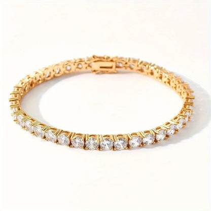 New Pure Copper Tennis Chain Bracelet - Zirconia Hip Hop Jewelry for Men & Women (Anti-Tarnish, Christmas/Halloween Gift)