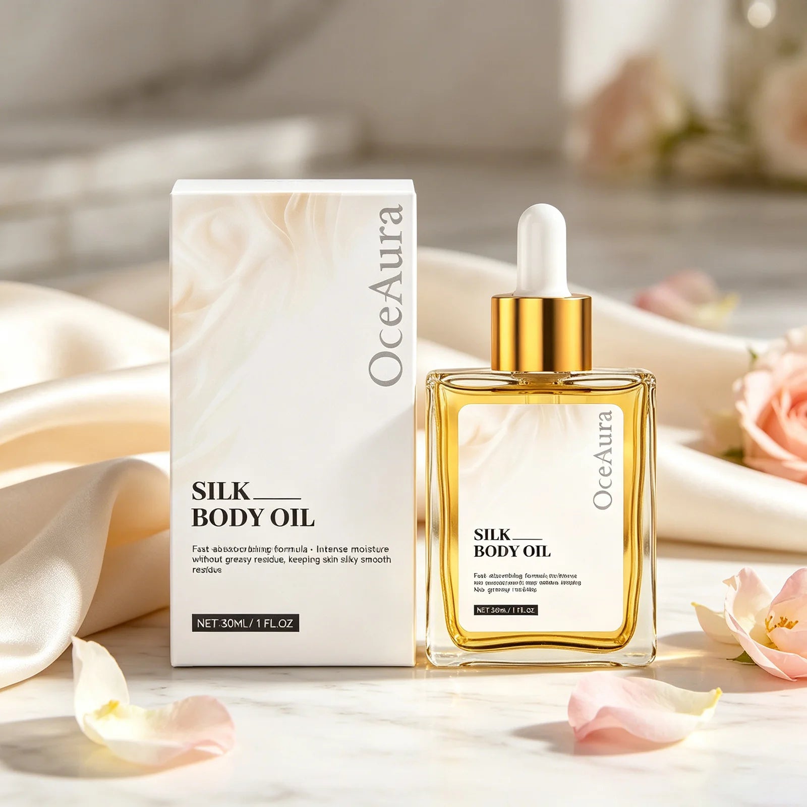 Silk Body Oil Moisturizing Skin Oil for Chest Thigh & Body Smooth Rejuvenation Massage Oil Body Care with Scent Luxuriou Dry Oil