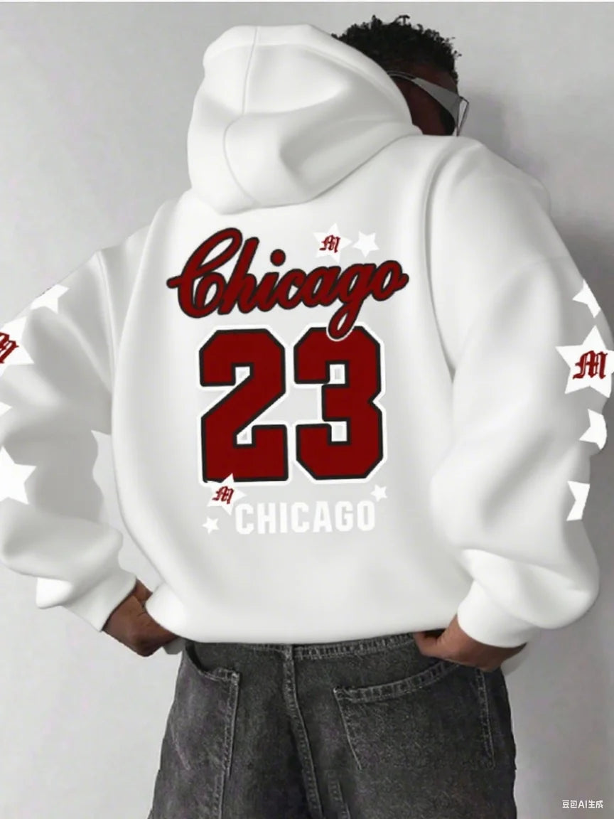 Men's hooded sweatshirt autumn/winter men's Chicago 23 pattern hoodie men's unisex pullover hip-hop style women's hoodie top