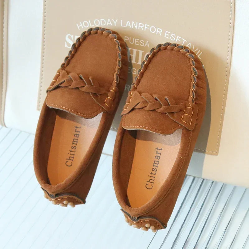Boys Leather Shoes Fashion Kids Flats Loafers Slip-on Moccasins Classic Children Party Shoes 2024 Spring Autumn Soft Breathable