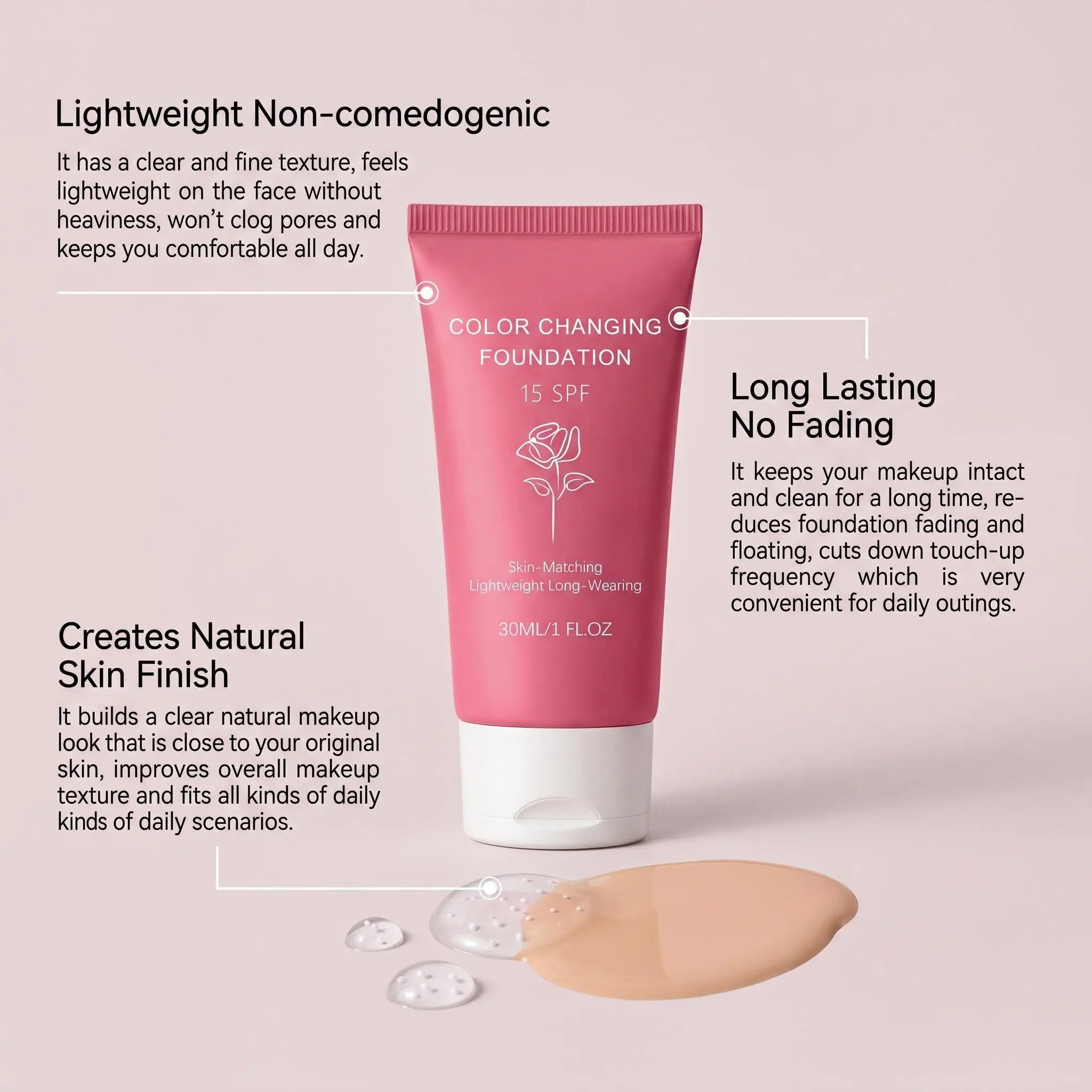 Korean Color Changing Foundation Liquid Automatically Adjusting Skin Tone Conceal Facial Skin Fine Flaw Daily Facial Makeup Base