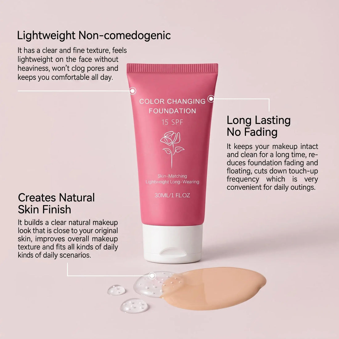 Korean Color Changing Foundation Liquid Automatically Adjusting Skin Tone Conceal Facial Skin Fine Flaw Daily Facial Makeup Base