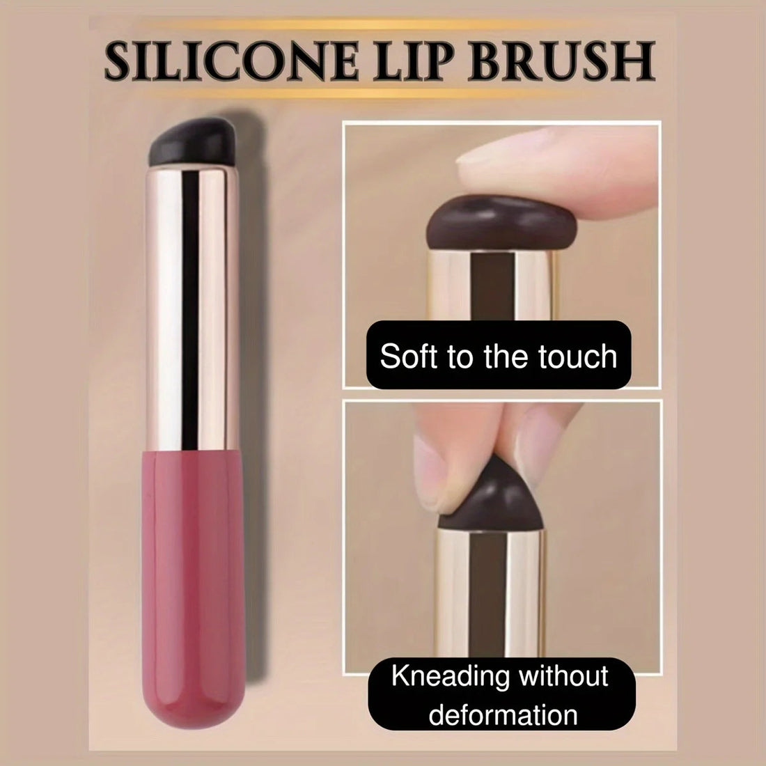 Portable Silicone Lip Brush with Cover - Mini Makeup Applicator, Easy to Apply, Suitable for Lip Balm, Lipstick Auxiliary Tool Halalzen