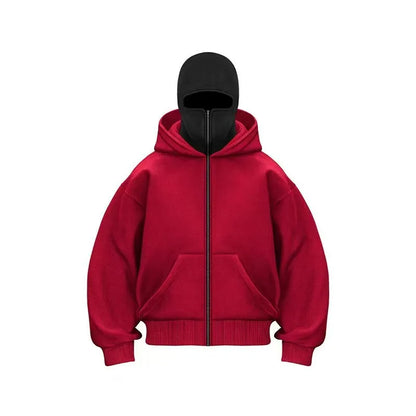 2025 Autumn Men Balaclava Y2K Gothic Harajuku Winter New Item Double Hooded Sweatshirt Men's Hooded Mask Zipper Sportswear Women
