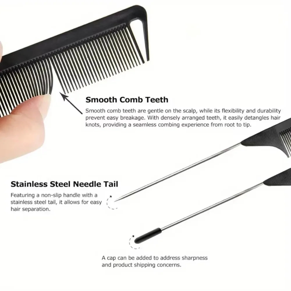 6/12/24Pcs Professional Hair Comb Heat Resistant Medium Cutting Carbon Comb Salon Antistatic Barber Styling Brush Tools Halalzen