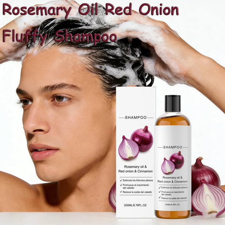 Anti-Frizz Density Shampoo Gentle Rosemary Red Onion Oil Balances Oil Without Over-Drying Smooth Shiny Fluffy Hair Care Shampoo Halalzen