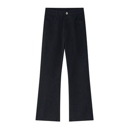 N-style Retro Korean Version of High Street Micro Horn Loose Slimming Tie-in Straight Black Autumn and Winter Jeans Man