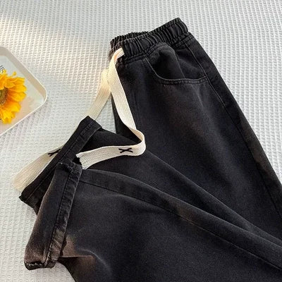 Thiened Fce Lined Thi High Waist Loose Fits Jeans Womens Winter Straight Leg Wide Leg Trousers Wear Resistd Denimcloth...