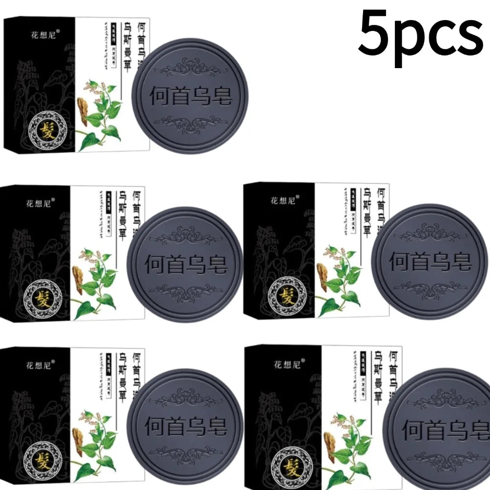 1-5pcs Hair Darkening Shampoo Soap Bar Polygonum Multiflorum Shampoo Soap White Hair Color To Black Hair Nourishing Shampoo Soap