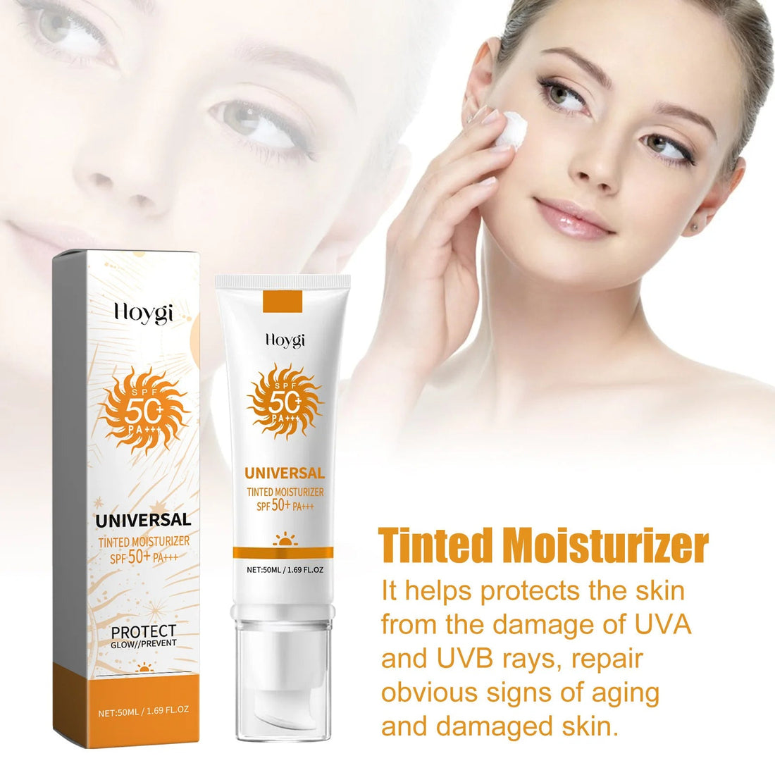 All in One Spf50 Sunscreen Brightening Foundation Cream Cover Anti UV Face Moisturizer Isolation Bleaching Sunscreen Lotion 50ml Halalzen