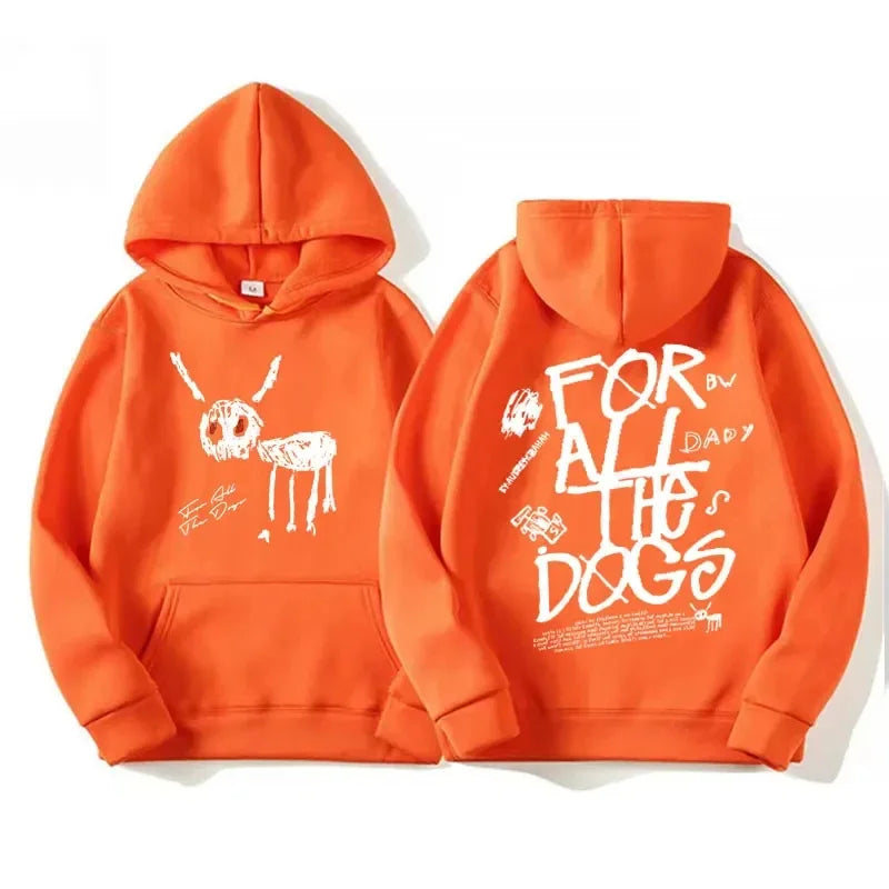 Men's fashion Hip Hop sweatshirt Vintage Streetwear sweatshirt hat all dog pattern printed hoodies from rapper Drake's new album