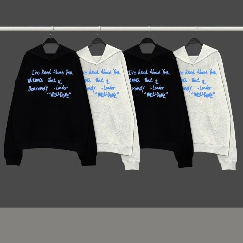 American style Letter Print Warm Hoodie Men Women Autumn Winter 2025 New Loose Casual Kangaroo Pouch Y2K Tops Youth Sweatshirt