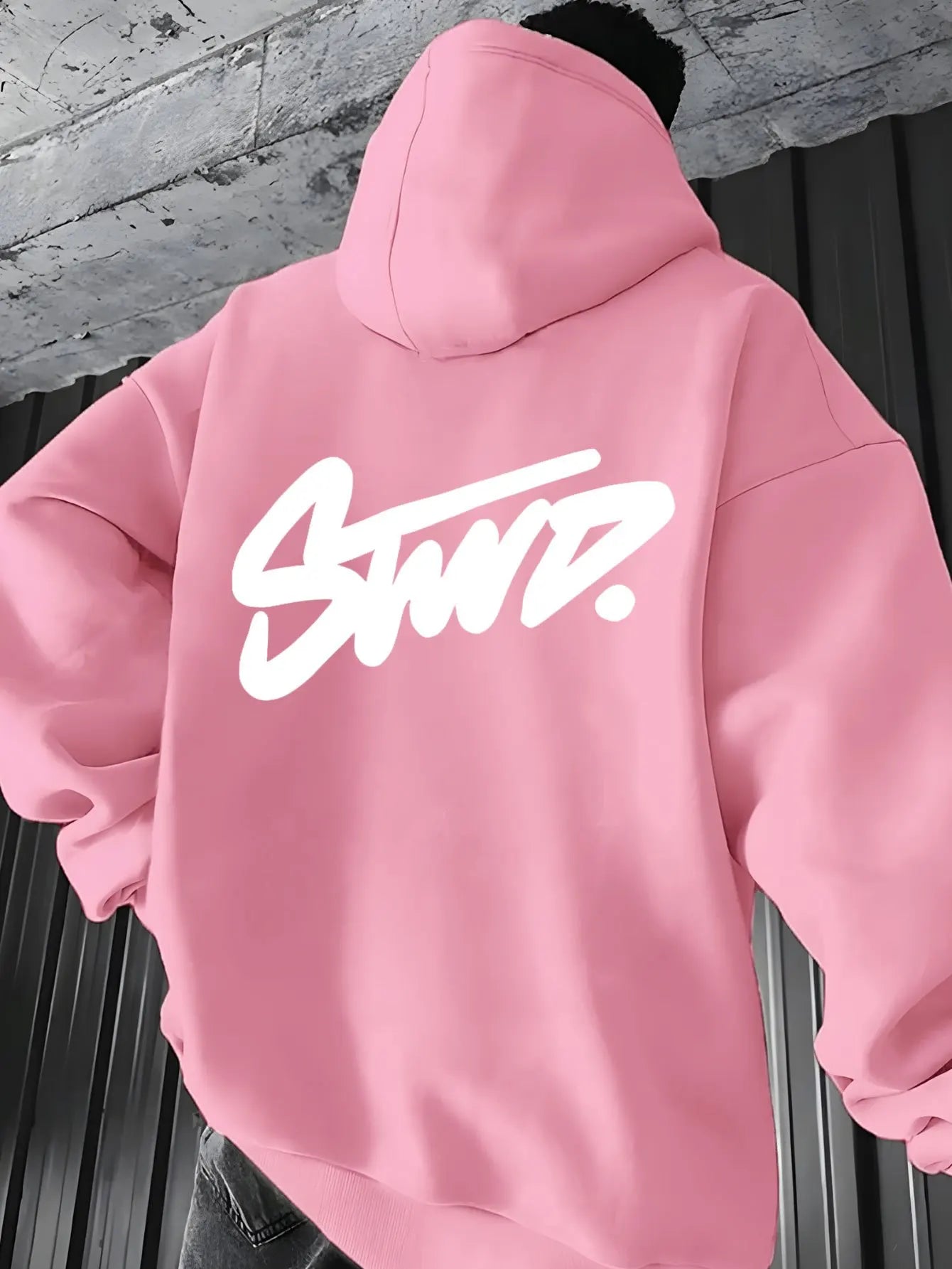 Trendy Hoodie with "swd" Print Design, Kangaroo Pocket, Casual Wear for Couples, All-Season Pullover with Drawstring Hood
