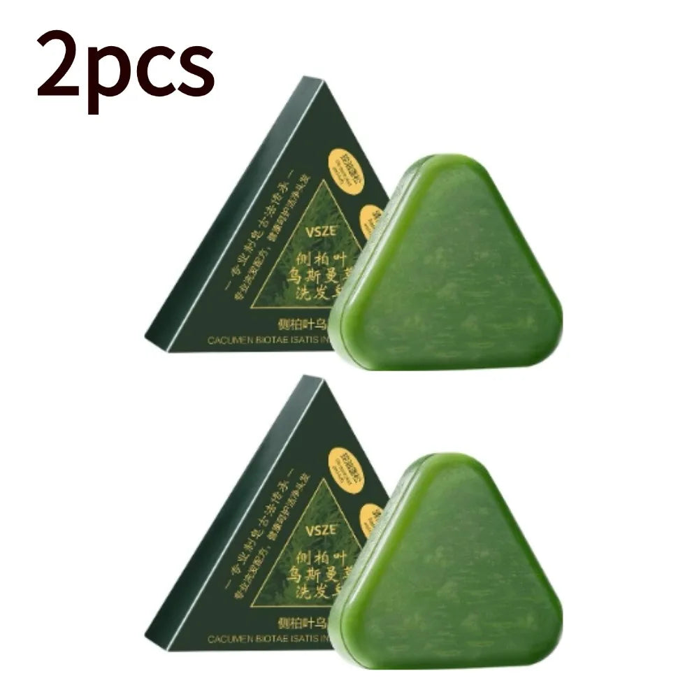 1/2/3/4/5/10pcs Natural Cacumen Platycladi Usma Grass Shampoo Bar Traditional Cold-Processing Silicone-Free Hair Care Soap Halalzen