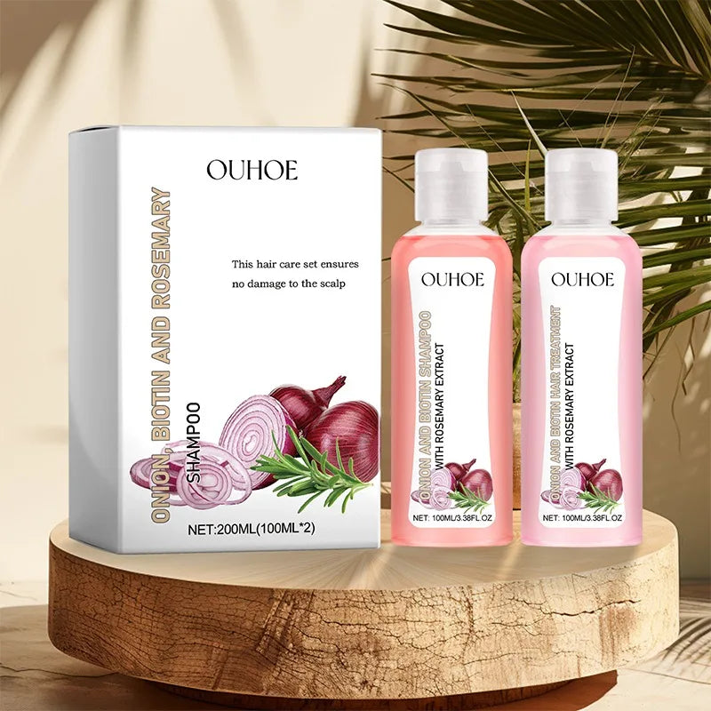 Shampoo & Conditioner Hair Care Set Onion Biotin and Rosemary Deep Cleansing Nourishing Shampoo For Hair Shine Smooth Densely Halalzen