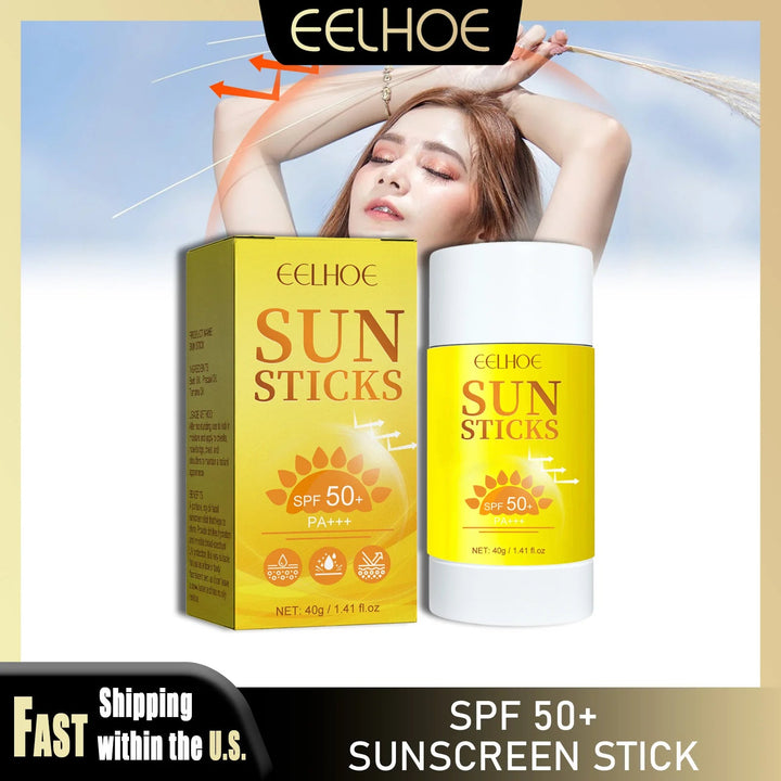 EELHOE 40g Coverage Sunscreen Stick SPF 50+ Anti-UV Moisturizing Preventing Dry Skin Long-lasting Protector Portable Care Body Halalzen