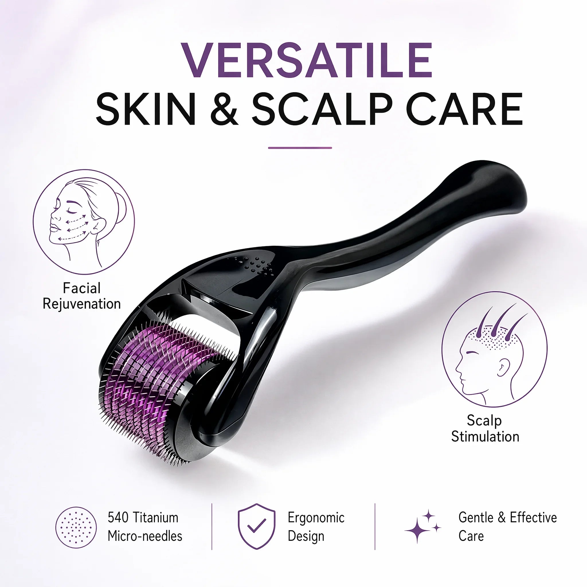 540 Titanium Derma Roller 0.2/0.25/0.3mm Micro Needling Roller for Hair Regrowth Beard Growth Skin Care Anti Aging