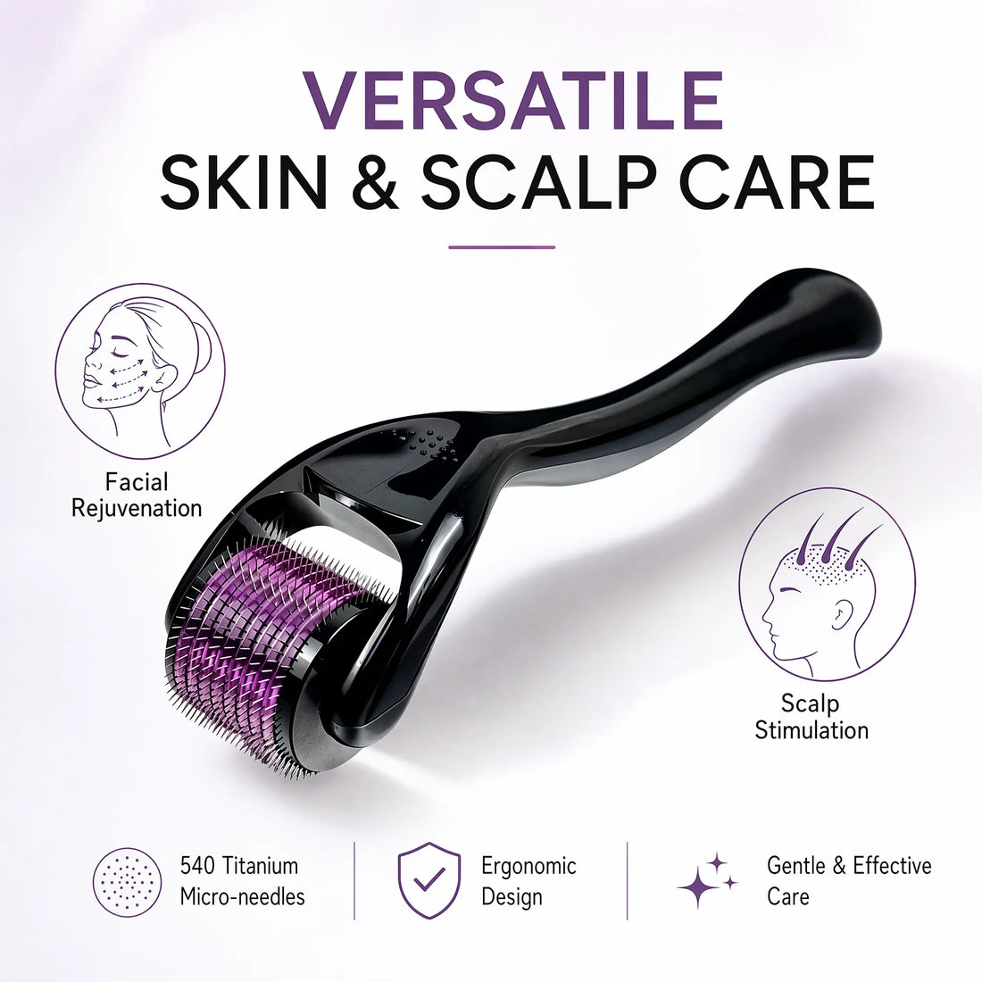 540 Titanium Derma Roller 0.2/0.25/0.3mm Micro Needling Roller for Hair Regrowth Beard Growth Skin Care Anti Aging