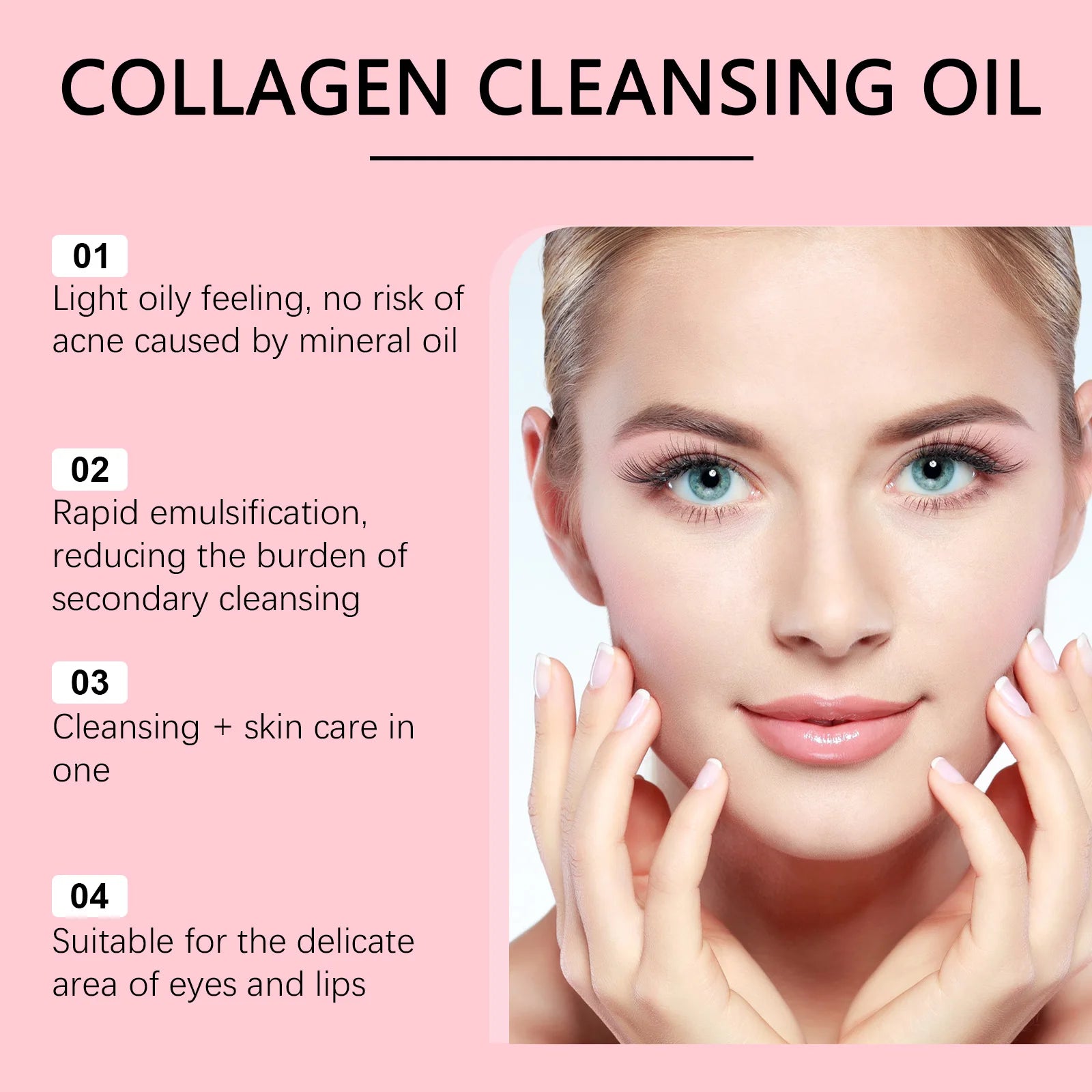 Hoygi 100ml Collagen Infused Makeup Remover Oil Jojoba Fast Emulsifying Gentle Cleansing for Waterproof Makeup Vegan No Residue Halalzen