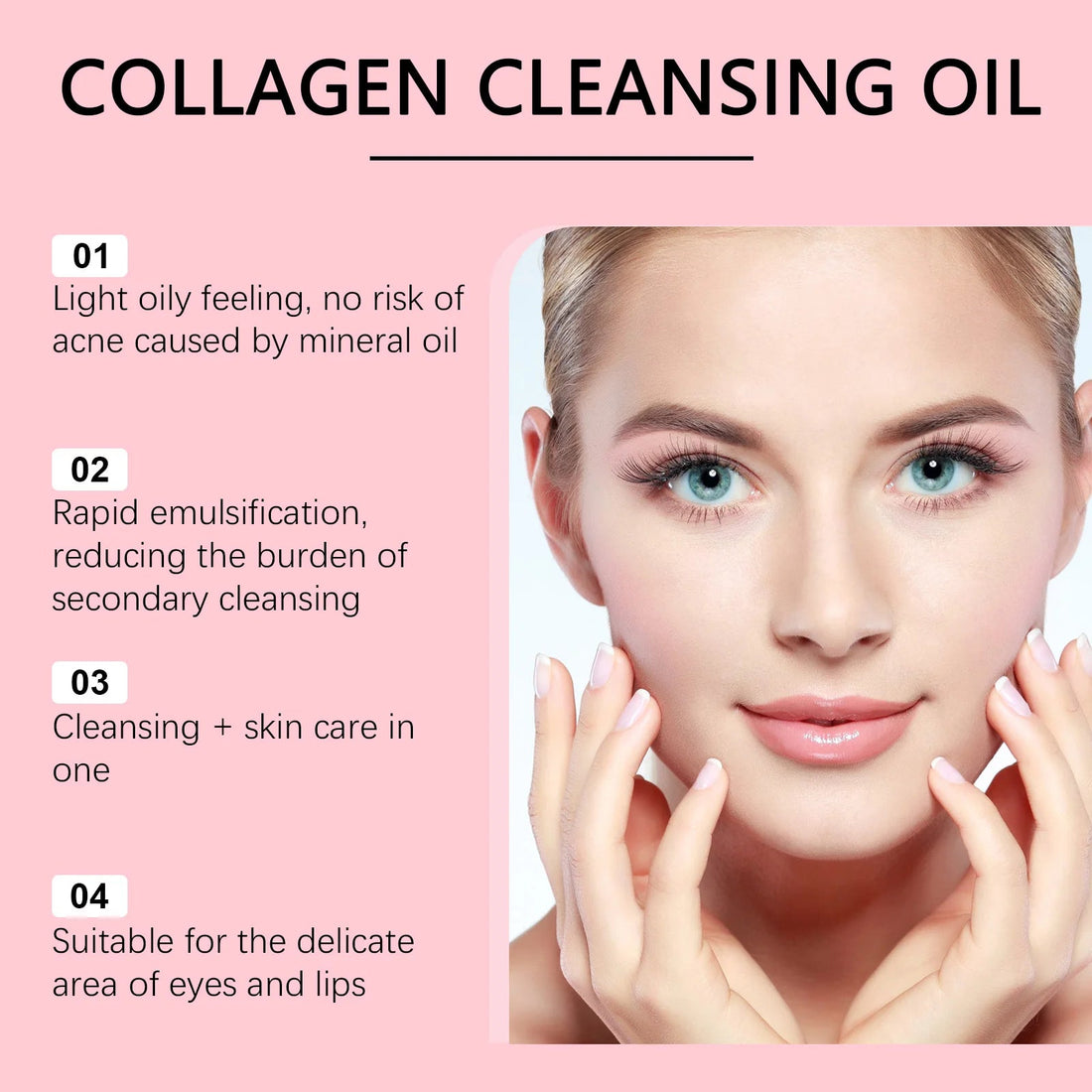 Hoygi 100ml Collagen Infused Makeup Remover Oil Jojoba Fast Emulsifying Gentle Cleansing for Waterproof Makeup Vegan No Residue Halalzen