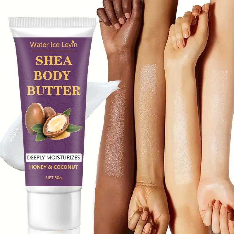 Shea Butter Body Cream, 24-Hour Moisturizing, Makes Skin Softer and More Elastic, Tightens Skin, Nourishing Body Massage, Suitable for Dry, Cracked, Light Beige Skin