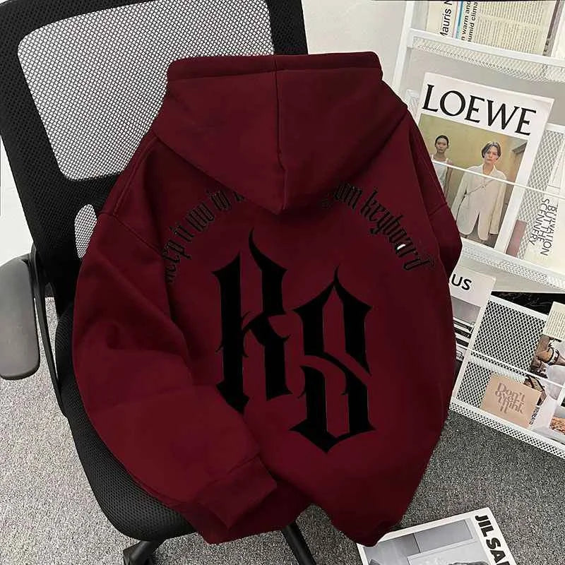 2025 Autumn Goth Fashion Letter Printed Hoodies For Man Hip Hop Cotton Fleece Hooded Sweatshirts Y2K Streetwear Pullover Hoody