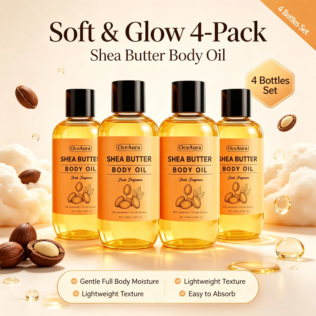 2pcs/4pcs   Natural Shea Butter Body Oil Moisturizing Nourishing Skin Care Oil for Dry Skin
