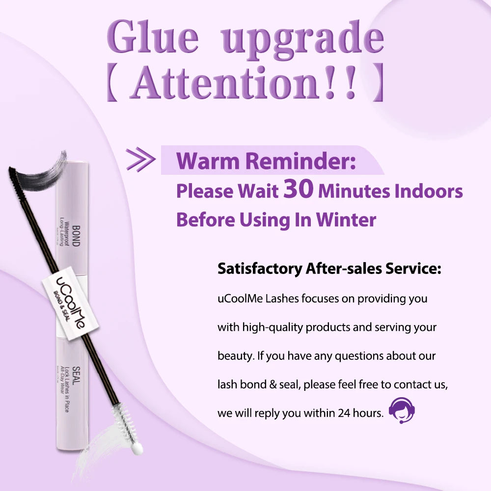 uCoolMe Lash Bond and Seal with Fast Glue Remover Strong Hold 150H Lashes Extension Waterproof and Long Lasting DIY Makeup Tool
