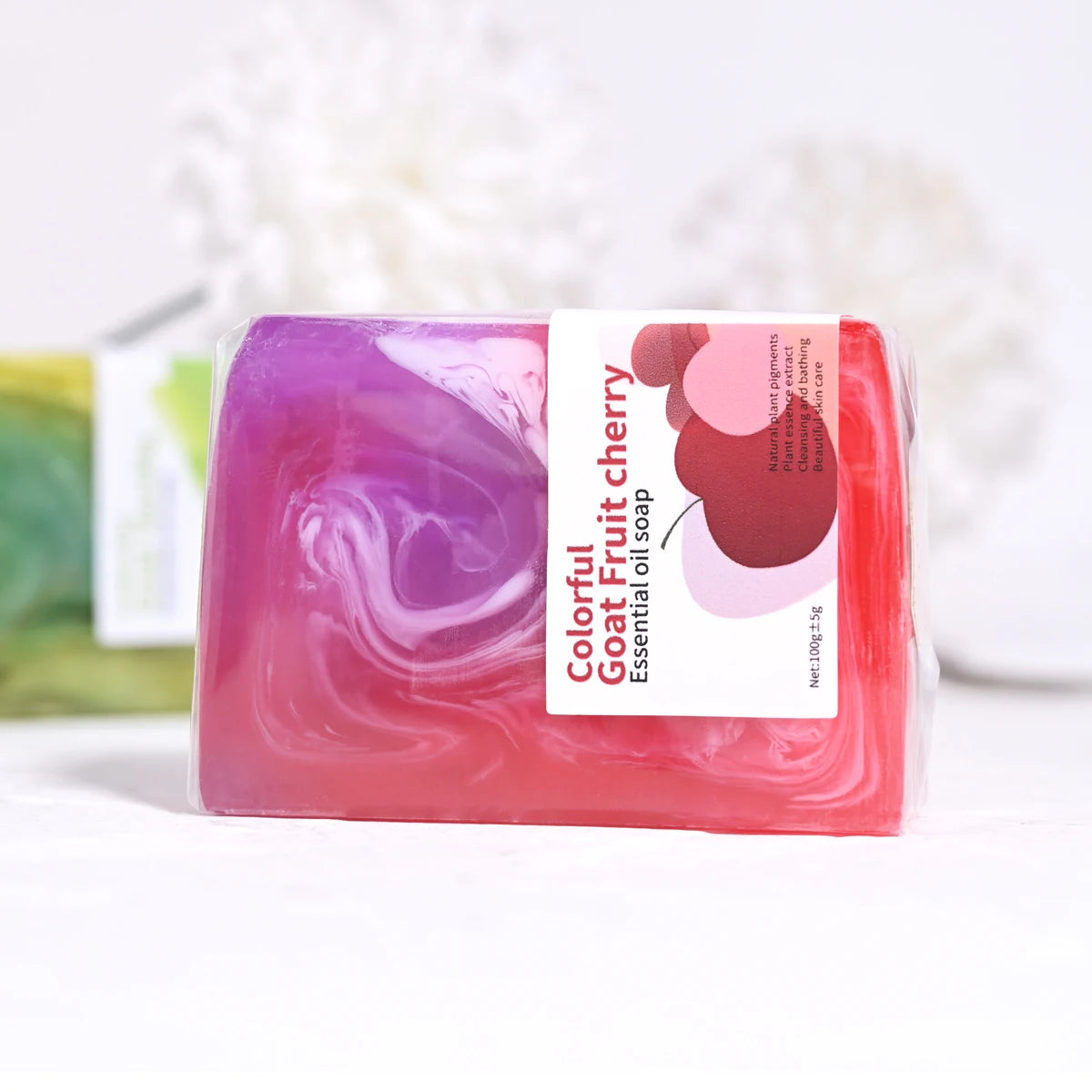 Fruit Cherry Organic Handmade Soap Natural Cherry Essence Nourishes Skin Moisturizing Cleansing Whitening Soap Halalzen