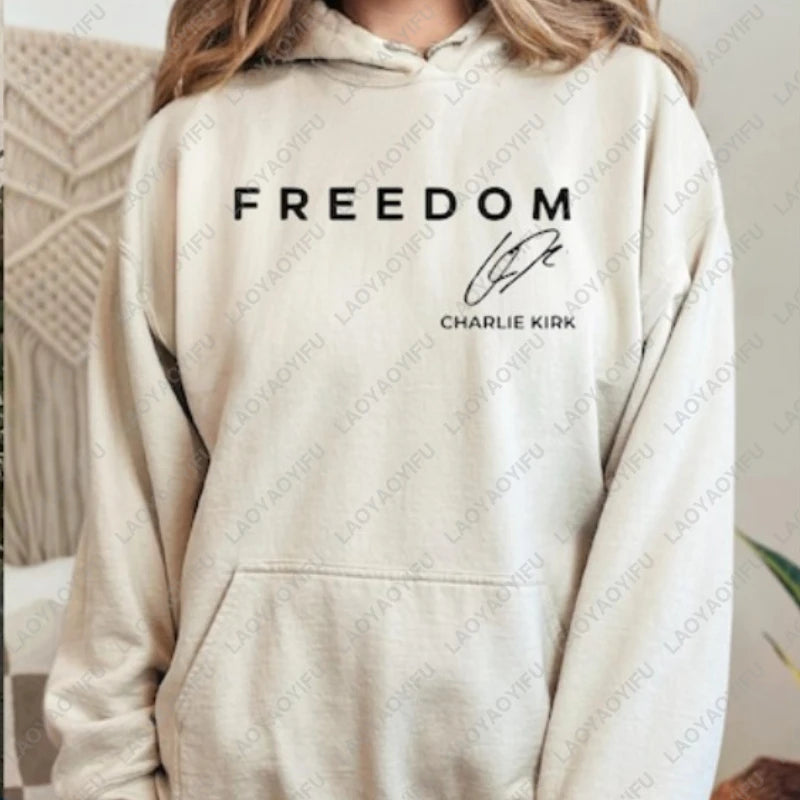 Charlie Kirk Freedom Drop Shoulder Sweatshirt Freedom Graphic Hoodies Men Woman Charlie Kirk Turning Point Pullovers Hoodie